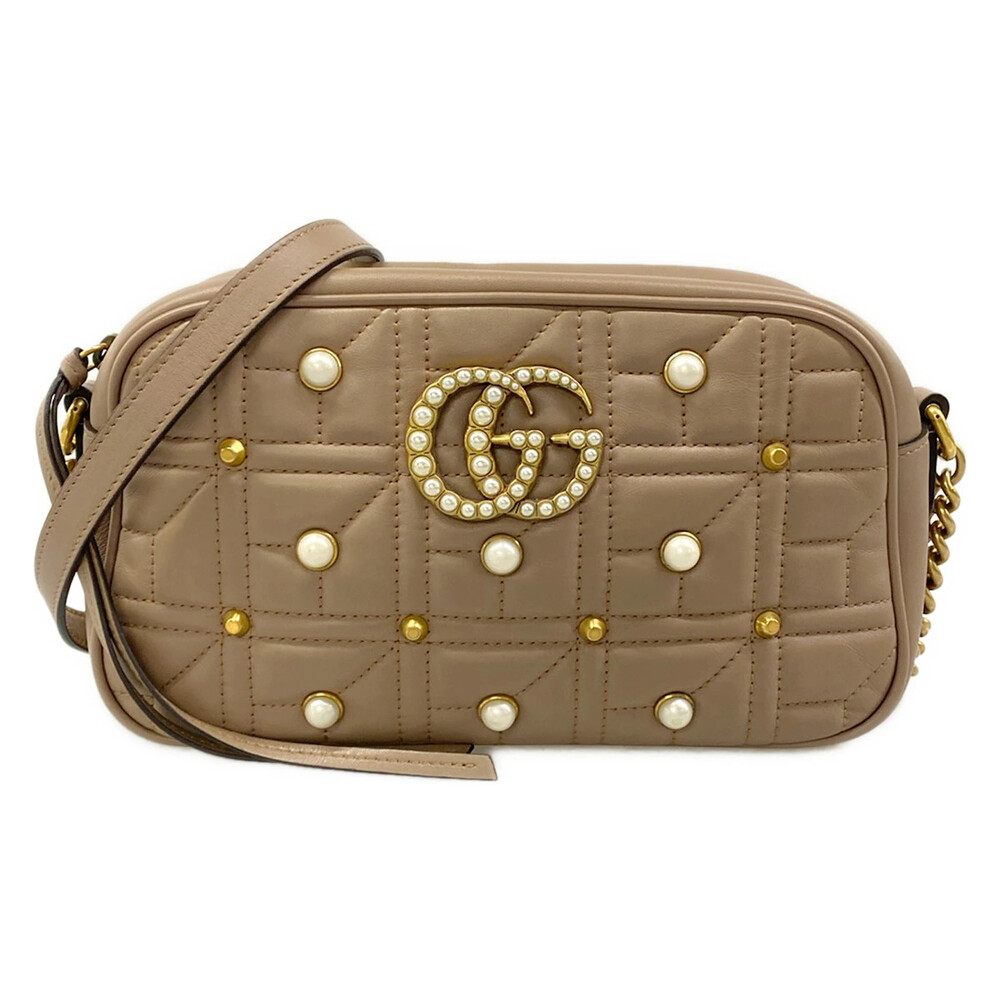 Gucci Gg Marmont Beige Leather Shoulder #330011G10B